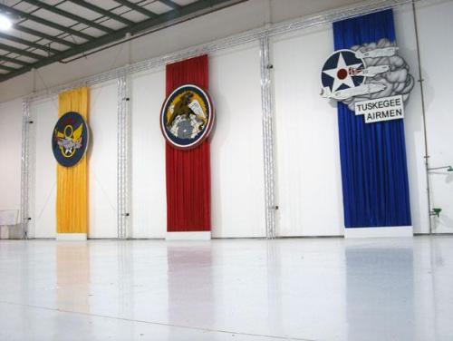 more, notice the faux metal scaffolding